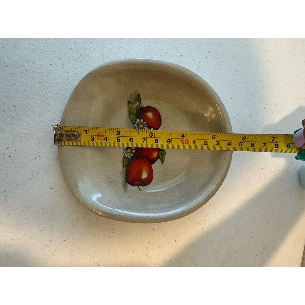 Stoneware Pottery Spoon Rest Apples Texas Country VTG 80s